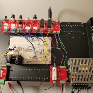 JIGMOD 19" Rack Platform with JIGMOD modules, a breadboard and a power supply mounted