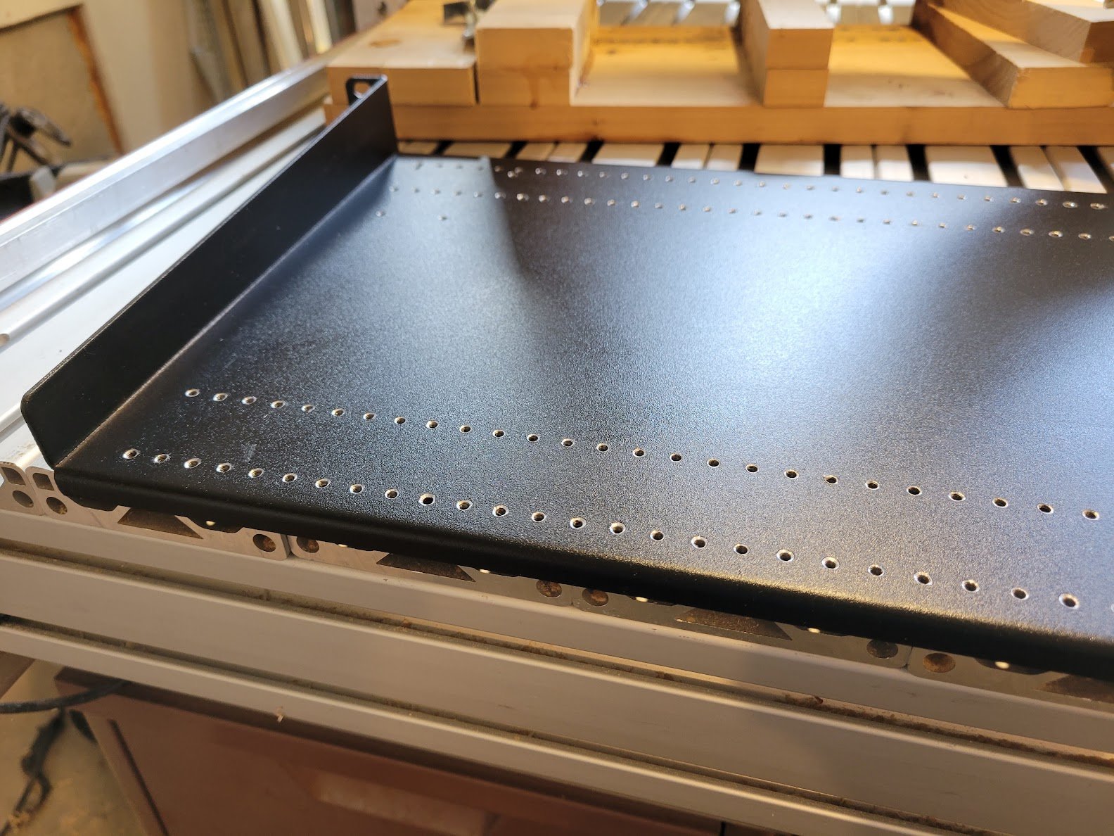 JIGMOD 19" Rack Platform, bare black plate with rows of mounting holes